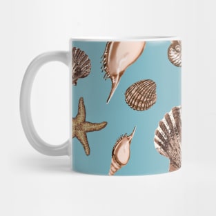 Coastal seashells on robin's egg blue Mug